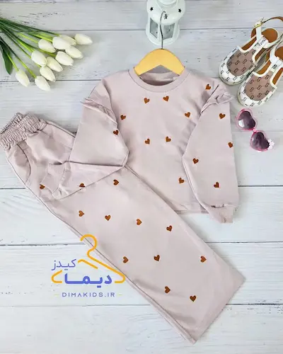 ست بلوز و شلوار بگ سوسنی طرح قلبی گلدوزی 