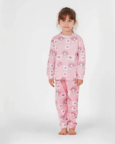 ست بلوز و شلوار راحتی صورتی طرح ملودی