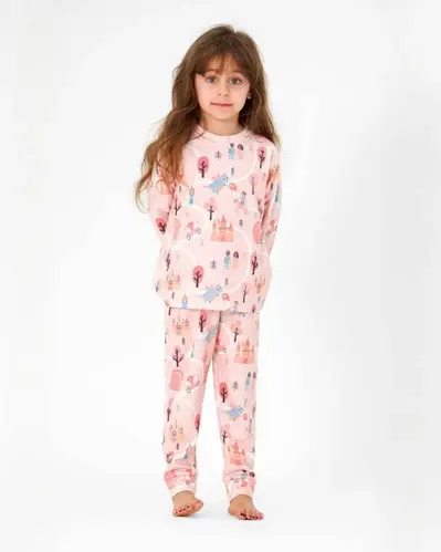 ست بلوز و شلوار راحتی گلبهی طرح سرزمین پرنسس