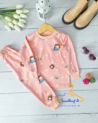 ست بلوز و شلوار تو کرک گلبهی طرح پرنسس رنگین کمان