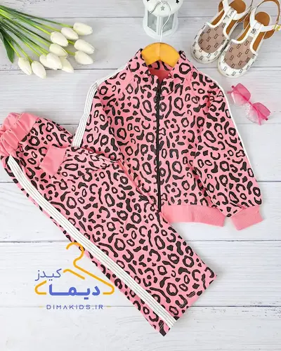 ست تیشرت و شلوار صورتی طرح پلنگی