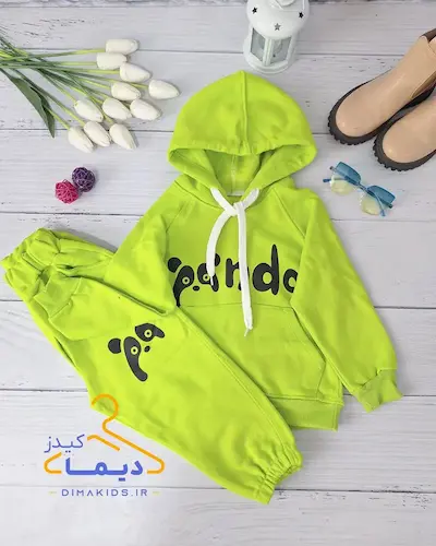 ست هودی و شلوار سبز طرح پاندا