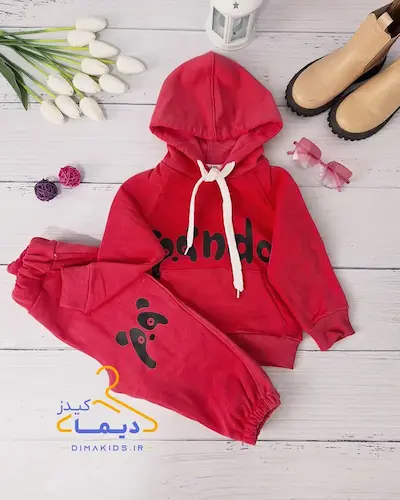 ست هودی و شلوار سرخابی طرح پاندا