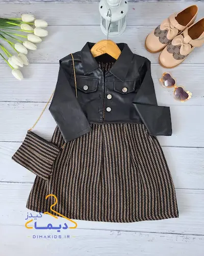 ست کت و سارافون مشکی طرح گندم