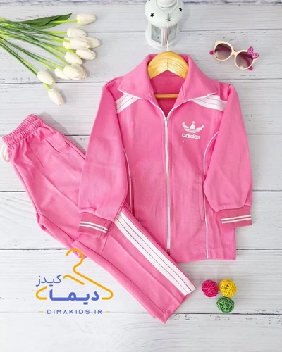 ست گرمکن و شلوار ورزشی صورتی طرح آدیداس