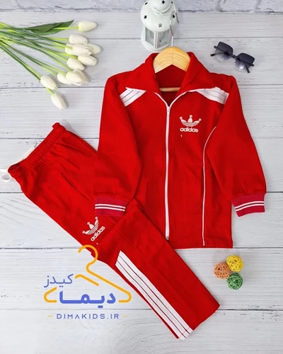 ست گرمکن و شلوار ورزشی قرمز طرح آدیداس