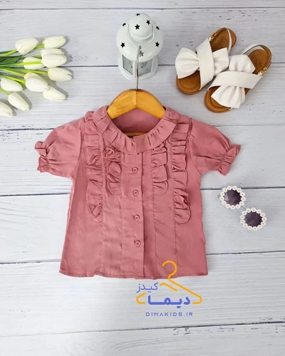 شومیز جلو دکمه کالباسی طرح آستین کوتاه الیزه