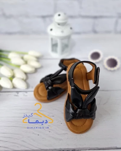 صندل چرمی مشکی طرح خرگوشی دلینا
