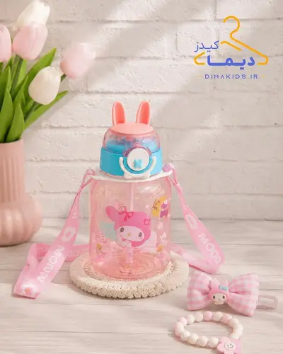 قمقمه نی دار خرگوشی صورتی طرح ملودی
