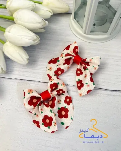 گلسر دو قولو کرم طرح شکوفه های قرمز هانا